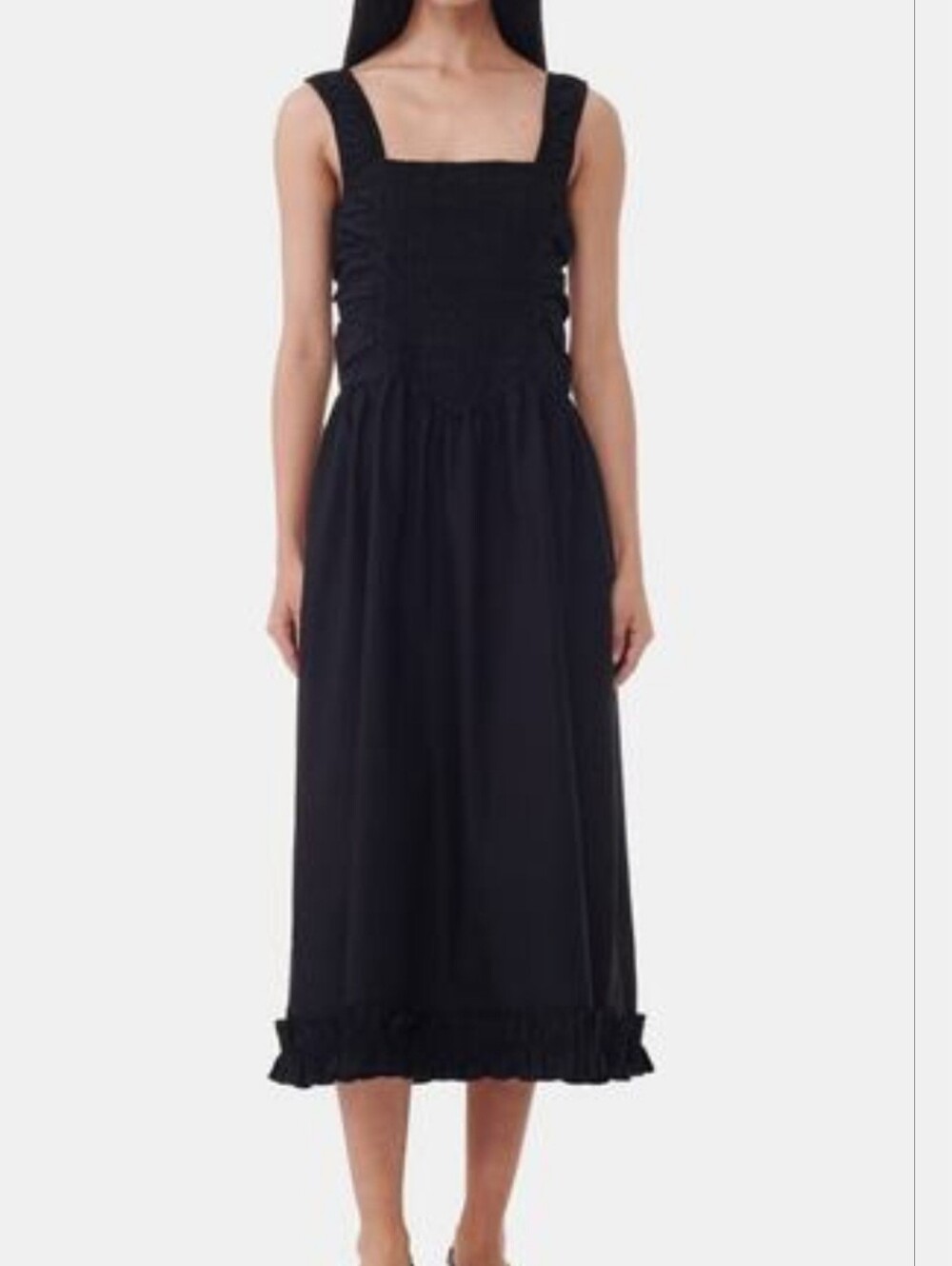Ganni Black Smocked Dress